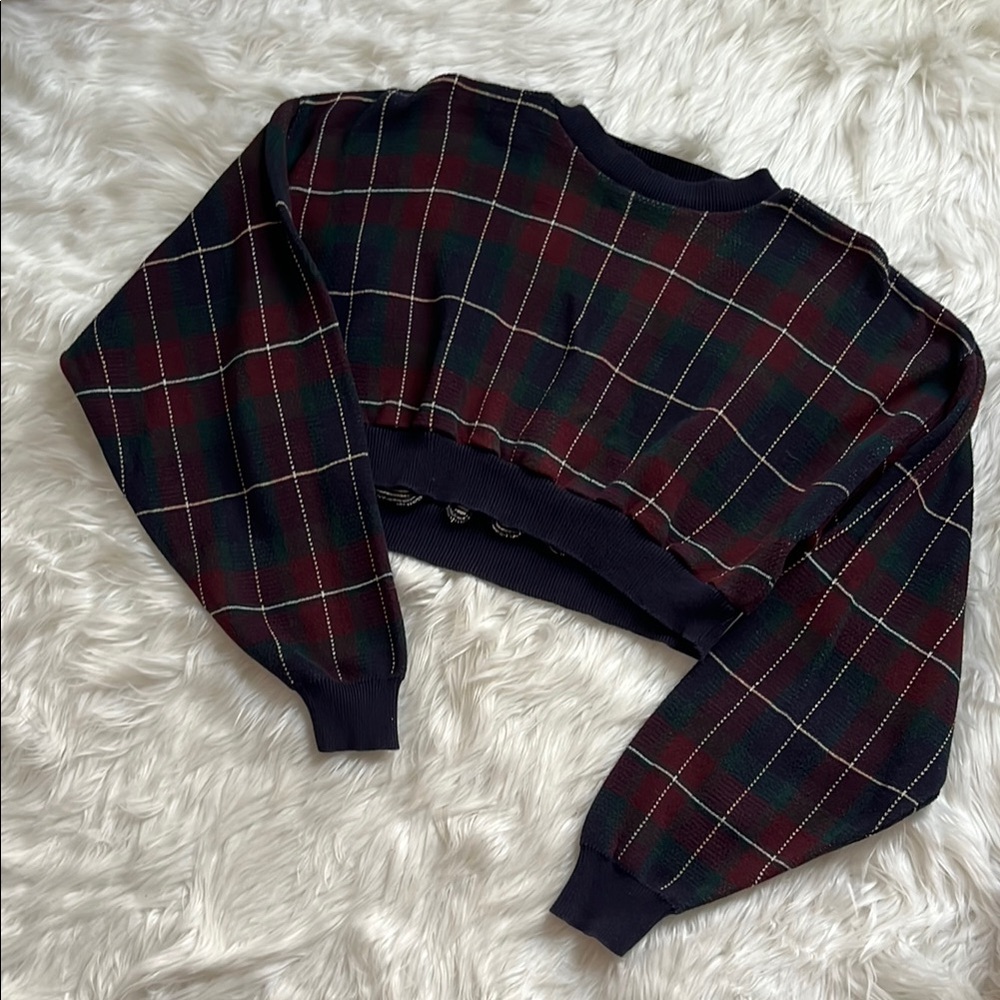 Plaid Cropped Sweater